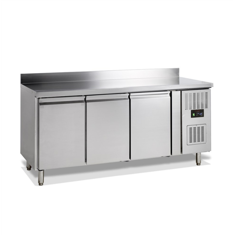 Positive Kühltisch 3 Türen mit Aufkantung - TEFCOLD | 402 L, Edelstahl | Fourniresto Positive Kühltisch 3 Türen mit Aufkantung - TEFCOLD | 402 L, Edelstahl | Fourniresto