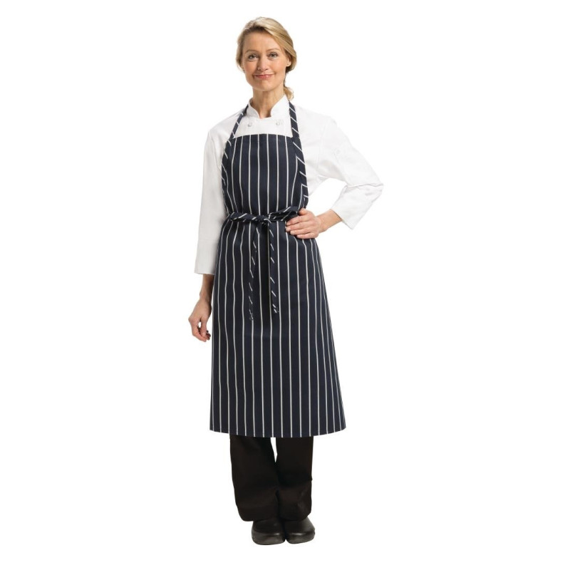 Schürze Premium mit Marineblauen und Weißen Streifen - Chef Works - Fourniresto Schürze Premium mit Marineblauen und Weißen Streifen - Chef Works - Fourniresto