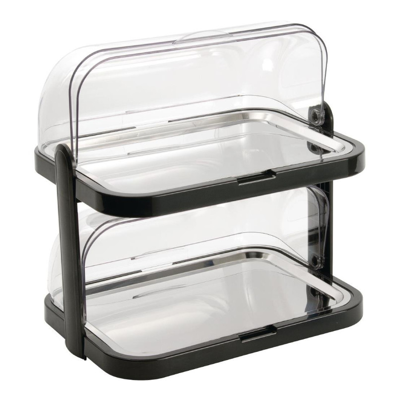 Gekühltes 2-stufiges Tablett mit klappbarem Deckel 440 x 320 mm - APS - Fourniresto Gekühltes 2-stufiges Tablett mit klappbarem Deckel 440 x 320 mm - APS - Fourniresto