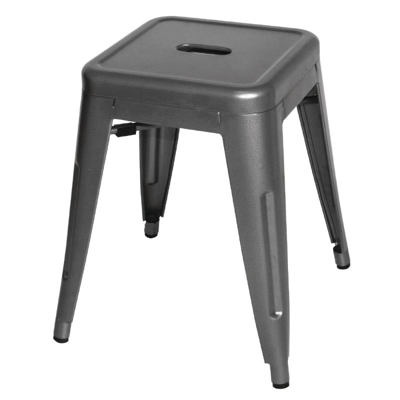 Stapelbare Barhocker aus grauem Metall - Set mit 4 Bolero Bistro Stapelbare Barhocker aus grauem Metall - Set mit 4 Bolero Bistro