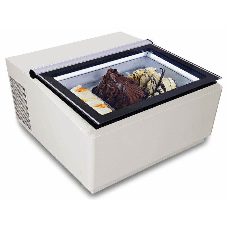 White Countertop Ice Cream Display - Static - 3 x 5 L - Customer Side - CombiSteel White Countertop Ice Cream Display - Static - 3 x 5 L - Customer Side - CombiSteel