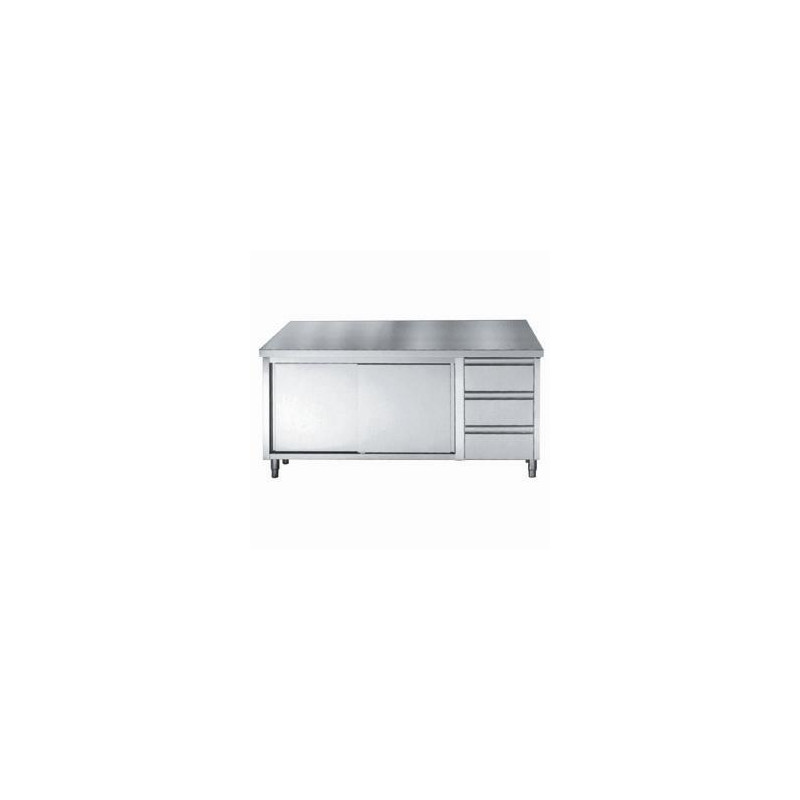 Meuble Inox Bas GN 1/1 - 2 Portes et 3 Tiroirs - L 1800 x P 700 mm | Qualité CombiSteel Meuble Inox Bas GN 1/1 - 2 Portes et 3 Tiroirs - L 1800 x P 700 mm | Qualité CombiSteel