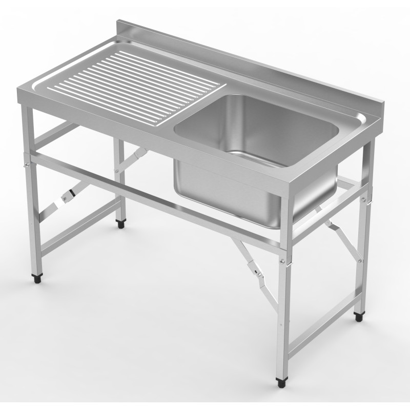 Folding Sink 1 Basin and Drainer on the Left - Sturdy and Practical Folding Sink 1 Basin and Drainer on the Left - Sturdy and Practical