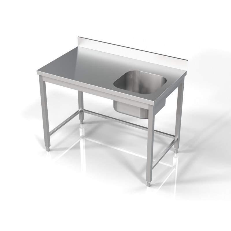Stainless Steel Sink 1 Bowl on the Right with Backsplash - CombiSteel 1200x700 mm Stainless Steel Sink 1 Bowl on the Right with Backsplash - CombiSteel 1200x700 mm