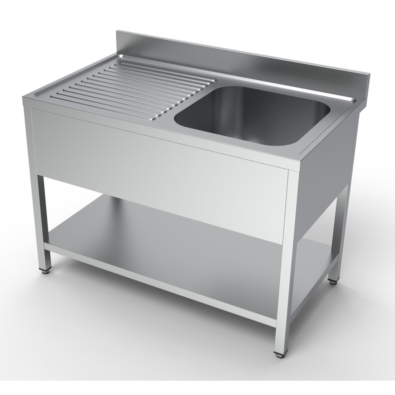 Sink 1 Basin and Drainer on the Left Stainless Steel - L 1200 x D 700 mm CombiSteel Sink 1 Basin and Drainer on the Left Stainless Steel - L 1200 x D 700 mm CombiSteel