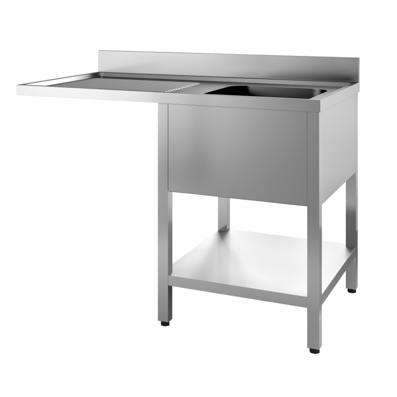 Plonge 1 Bac Inox avec Passage Gauche et Étagère Démontable Plonge 1 Bac Inox avec Passage Gauche et Étagère Démontable