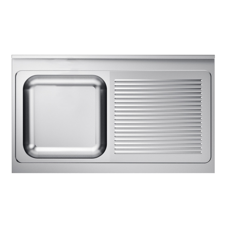 Évier 1 Bac avec Égouttoir à Droite et Dosseret en Inox - Cuisine Professionnelle Évier 1 Bac avec Égouttoir à Droite et Dosseret en Inox - Cuisine Professionnelle