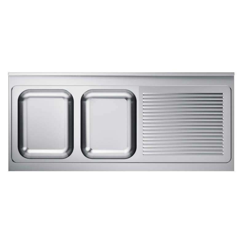 2 Bowl Stainless Steel Sink with Right Drainer 1600x700mm - CombiSteel Quality 2 Bowl Stainless Steel Sink with Right Drainer 1600x700mm - CombiSteel Quality