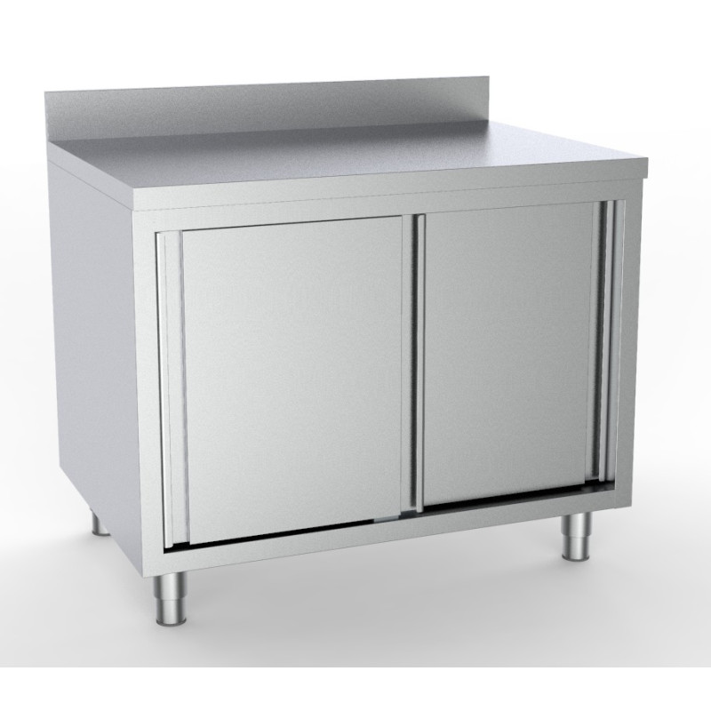 Meuble Inox Bas 2 Portes avec Dosseret - Acier Inoxydable 600 mm Meuble Inox Bas 2 Portes avec Dosseret - Acier Inoxydable 600 mm