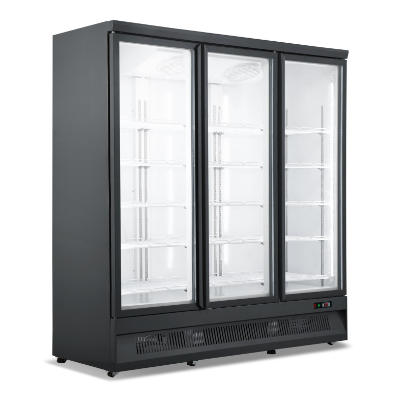 Black Negative Refrigerated Display Case - 1450 L - 3 Glass Doors CombiSteel Black Negative Refrigerated Display Case - 1450 L - 3 Glass Doors CombiSteel