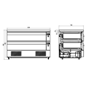 Positive/Negative Refrigerated Base - 6 GN 1/1 - 265L - CombiSteel