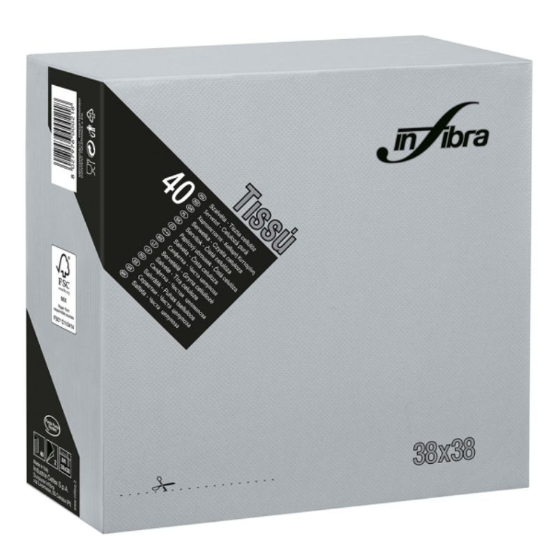 Papierservietten 2-lagig 38 x 38 - Grau - Packung mit 1440 Papierservietten 2-lagig 38 x 38 - Grau - Packung mit 1440